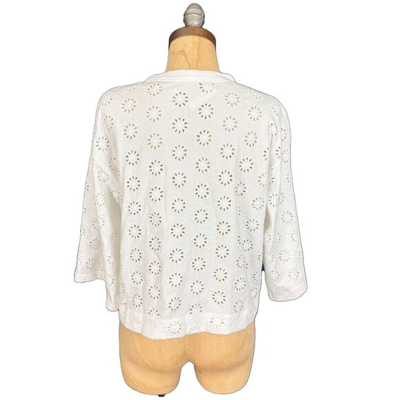 MADEWELL Embroidered Wide-Sleeve Boxy Tee XL White Crewneck Floral NEW B76 - Picture 4 of 7